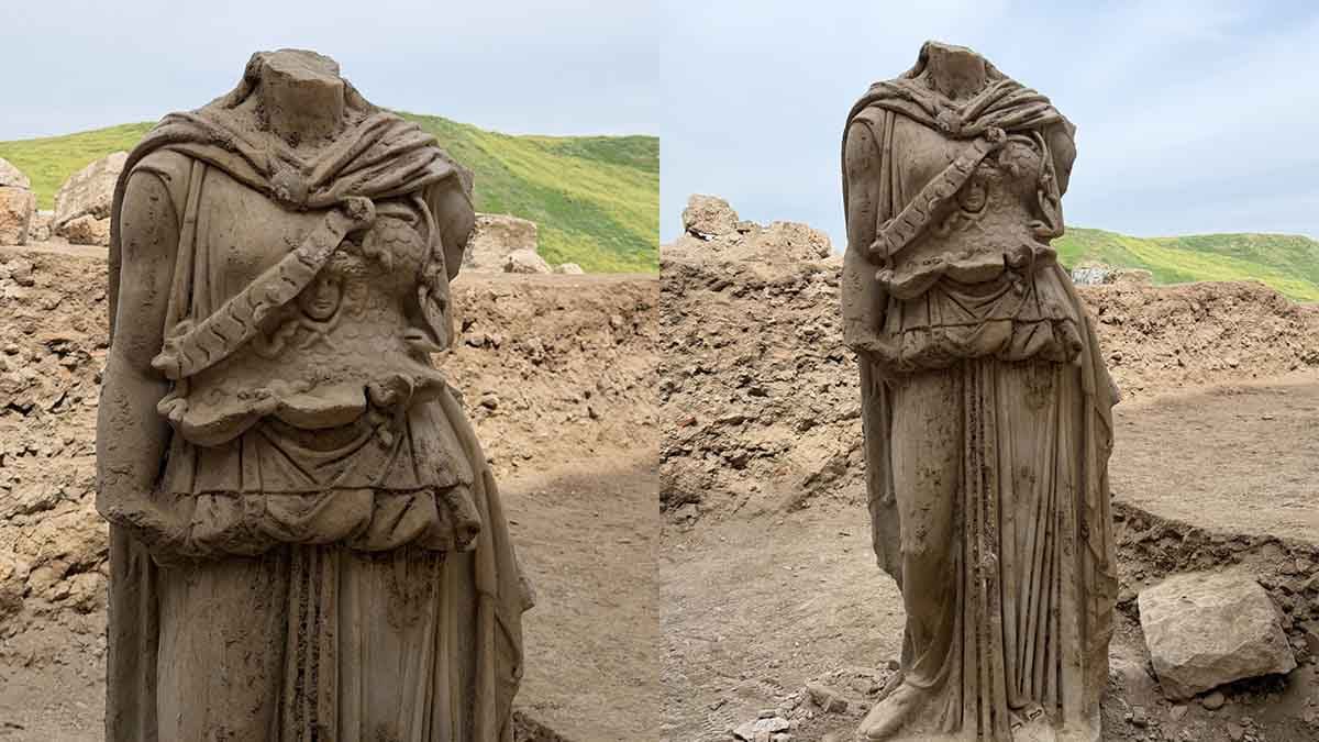 Denizli’de 2 metrelik Athena heykeli gün yüzüne çıkarıldı